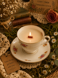 Vintage Noritake Floral Teacup & Saucer Set Soy Candle