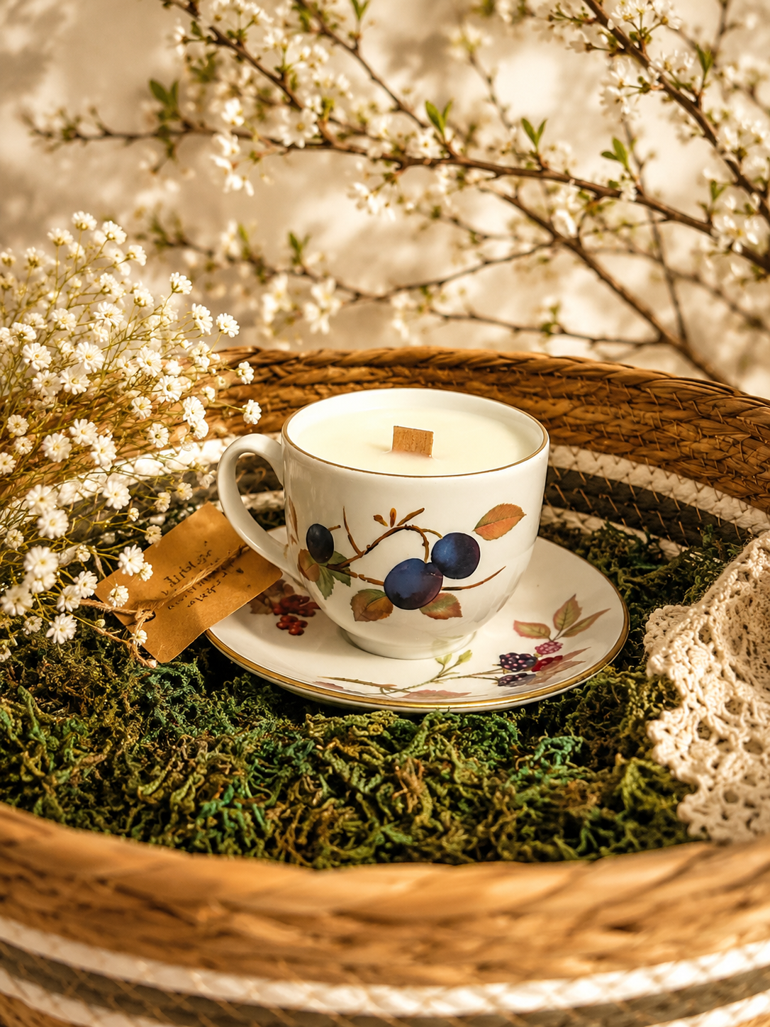 Royal Worcester Evesham Vintage Teacup Candle