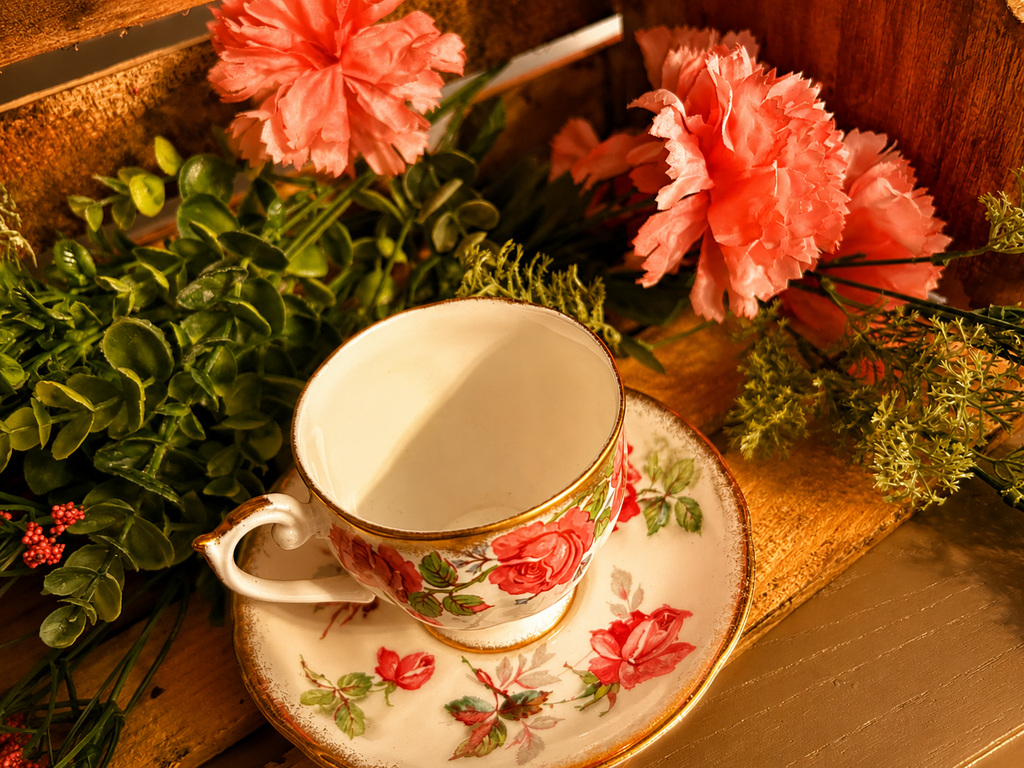 Vintage Queen Anne Rose Teacup & Saucer Set
