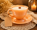 Vintage 1950s Fire-King Peach Milk Glass Soy Candle